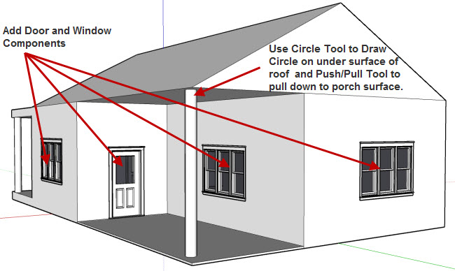 Draw Circle, Pull Down and Add Components